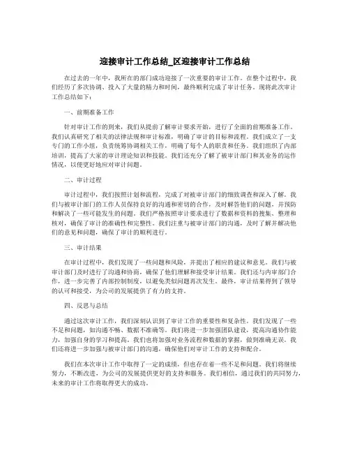 迎接审计工作总结_区迎接审计工作总结