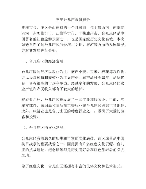 枣庄台儿庄调研报告