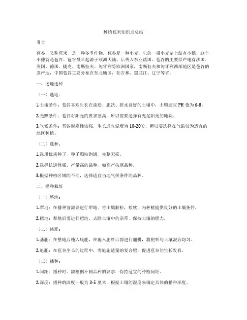 种植苞米知识点总结