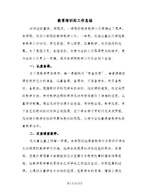2024年教育培训的工作总结（5篇）
