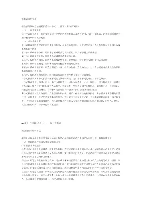 损益表编制