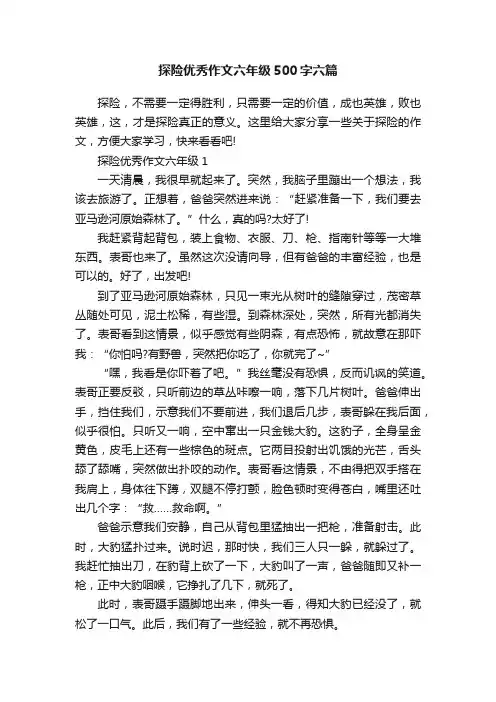 探险优秀作文六年级500字六篇