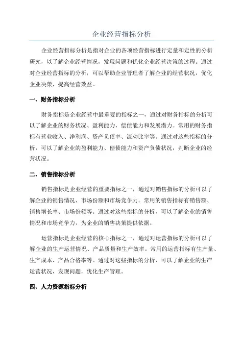 企业经营指标分析