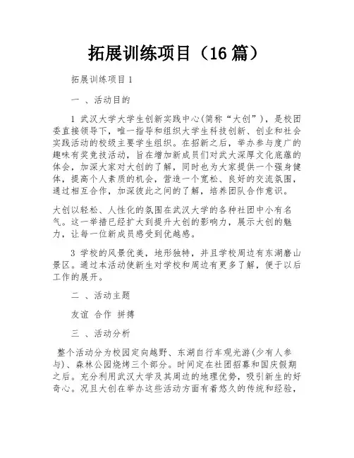 拓展训练项目(16篇)