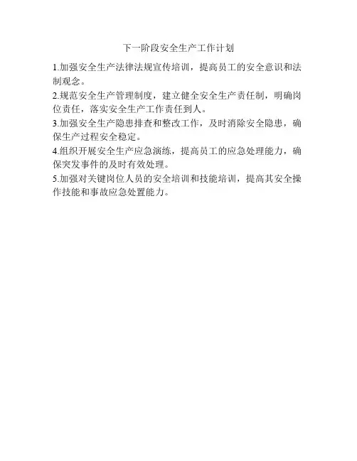 下一阶段安全生产工作计划