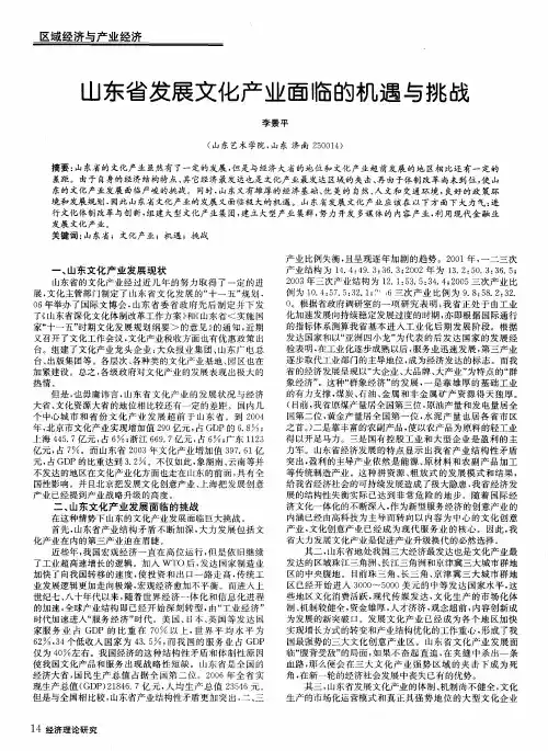 山东省发展文化产业面临的机遇与挑战