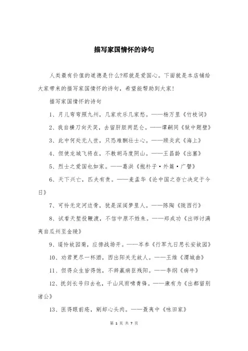 描写家国情怀的诗句