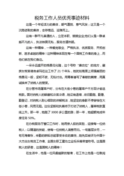 税务优秀人物事迹