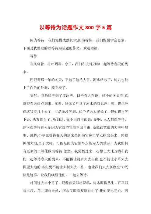 以等待为话题作文800字5篇