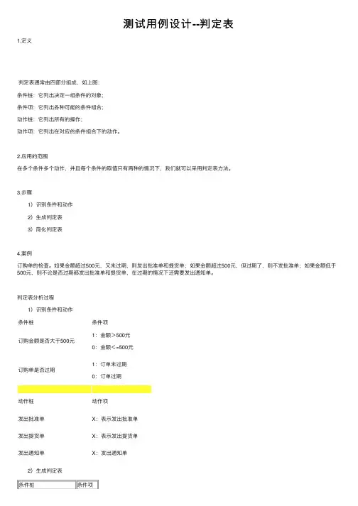 测试用例设计--判定表