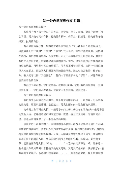 写一处自然景观作文5篇