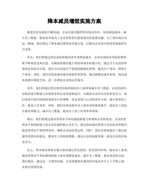 降本减员增效实施方案
