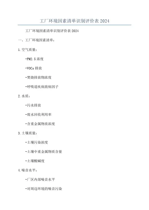 工厂环境因素清单识别评价表2024