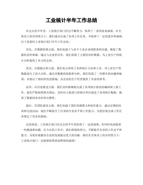 工业统计半年工作总结