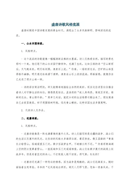 盛唐诗歌风格流派