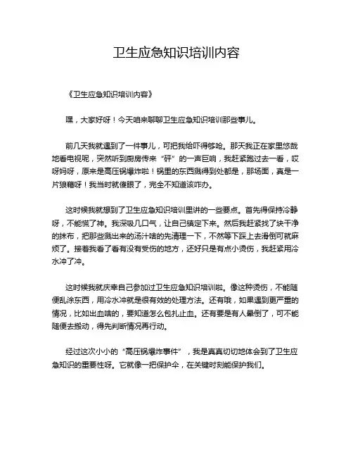 卫生应急知识培训内容