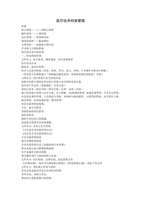 医疗技术档案管理