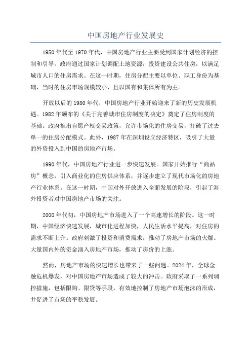 中国房地产行业发展史