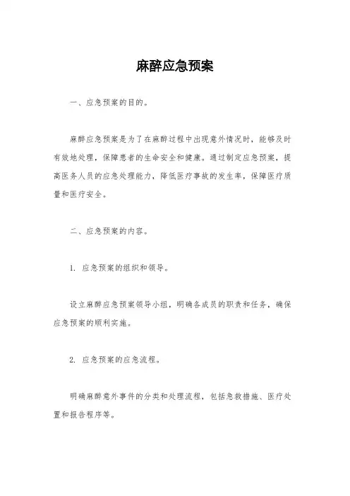 麻醉应急预案