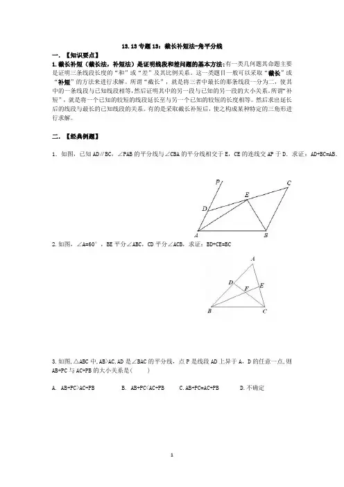 13.13专题13：截长补短法-角平分线