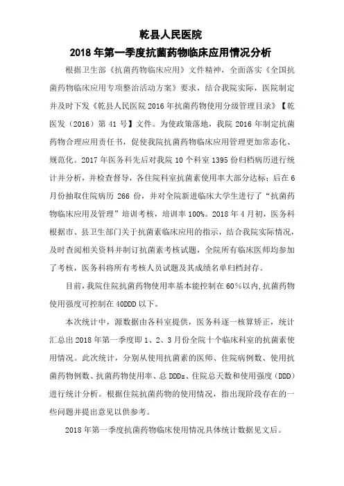 2018年第一季度抗菌素分析报告