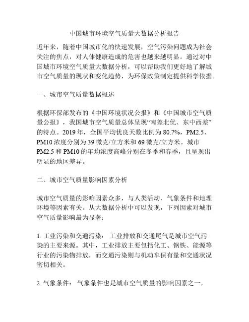 中国城市环境空气质量大数据分析报告
