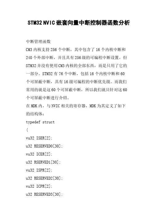 STM32NVIC嵌套向量中断控制器函数分析