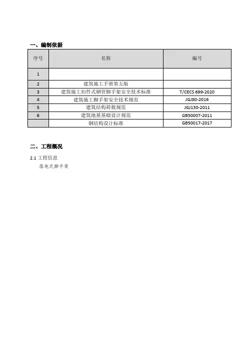 落地式脚手架施工方案