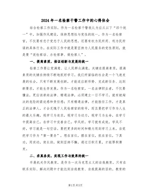 2024年一名检察干警工作中的心得体会(2篇)