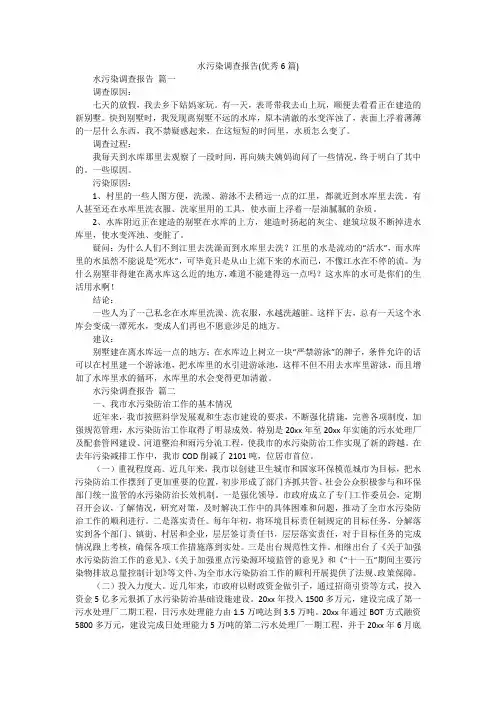 水污染调查报告(优秀6篇)