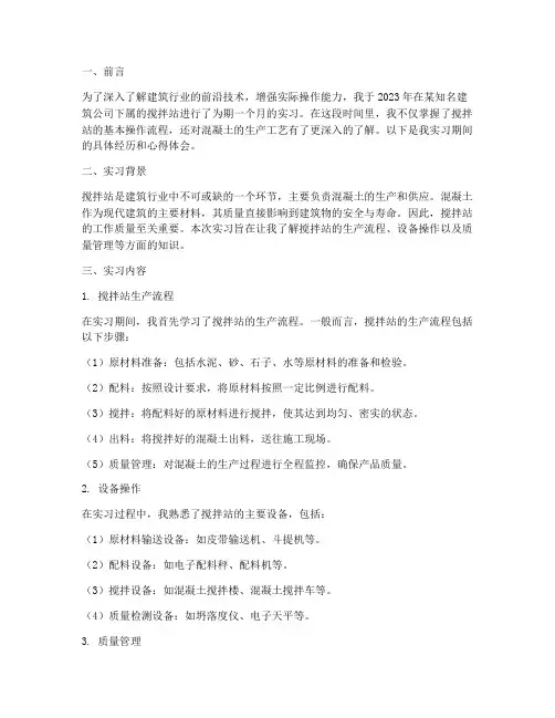 工作实践报告搅拌站