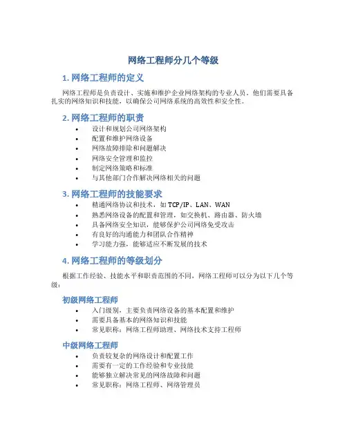 网络工程师分几个等级