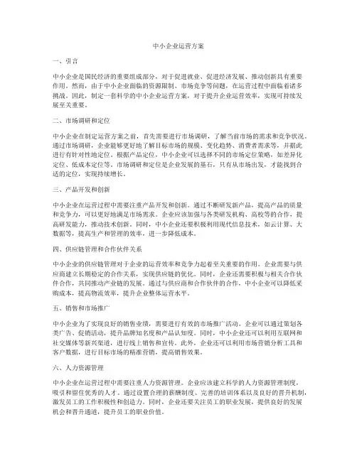 中小企业运营方案