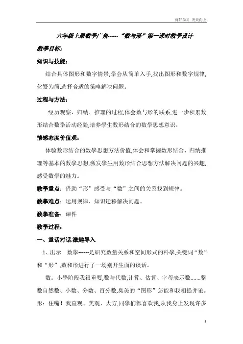 人教版小学数学六年级上册 《数与形》 名师教学教案 教学设计反思