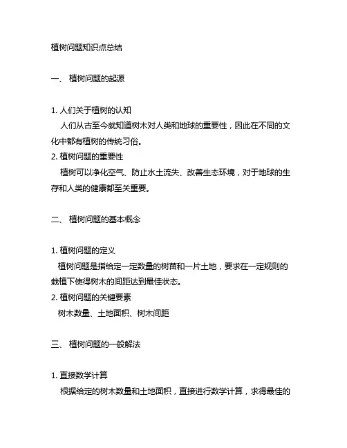 人教版数学五年级上册植树问题知识点总结