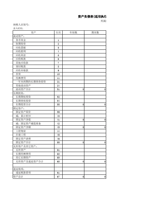 企业会计制度财务报表