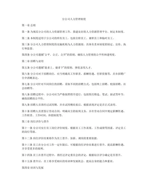 分公司人力管理制度