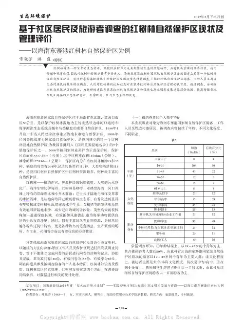 基于社区居民及旅游者调查的红树林自然保护区现状及管理评价——以海南东寨港红树林自然保护区为例