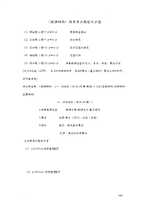 数据结构期末考试复习总结