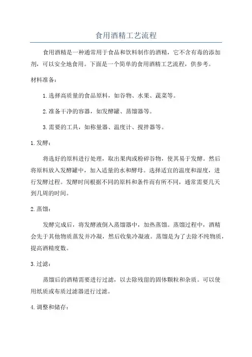 食用酒精工艺流程
