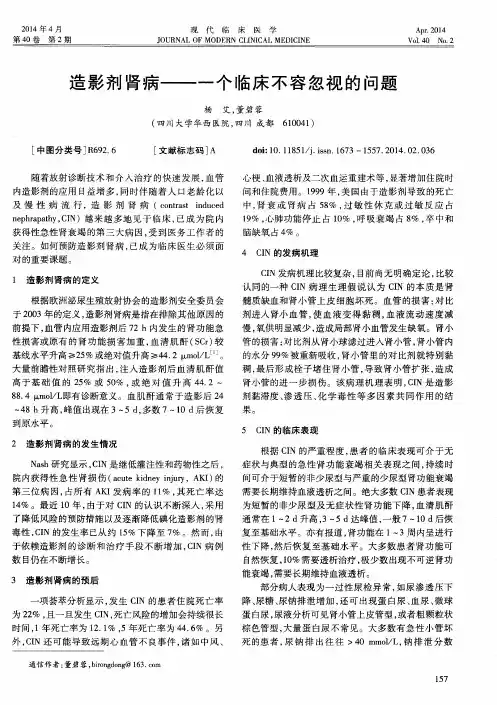 造影剂肾病——一个临床不容忽视的问题