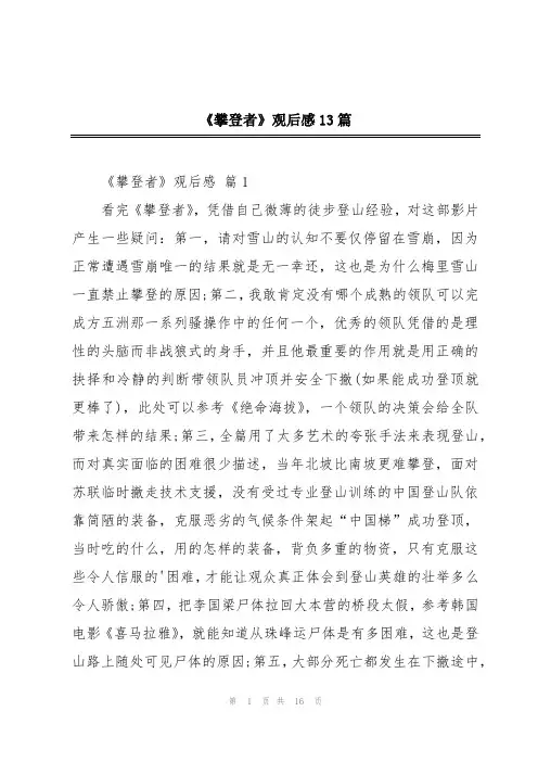 《攀登者》观后感13篇