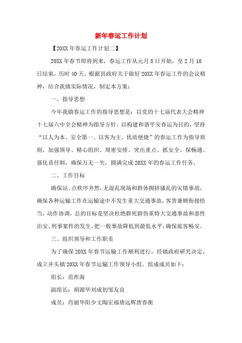 2020年新年春运工作计划