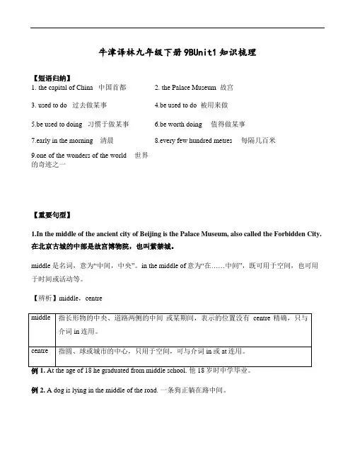 牛津译林九年级下册9BUnit1知识梳理