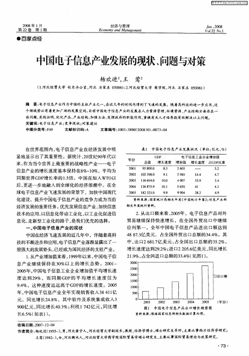 中国电子信息产业发展的现状、问题与对策