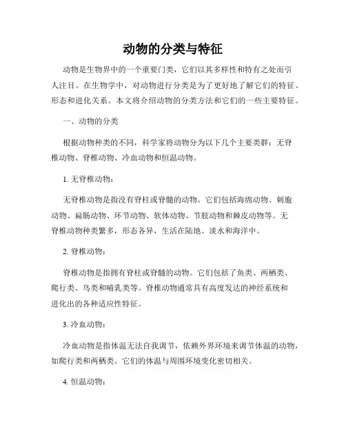 动物的分类与特征