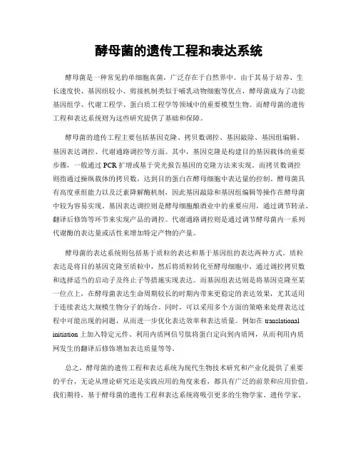 酵母菌的遗传工程和表达系统