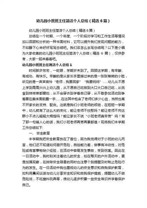 幼儿园小班班主任简洁个人总结（精选6篇）
