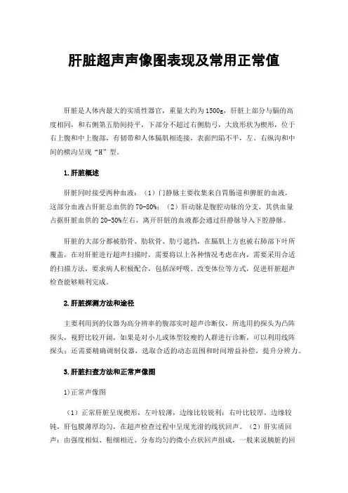 肝脏超声声像图表现及常用正常值