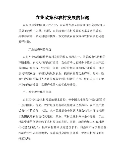 农业政策和农村发展的问题